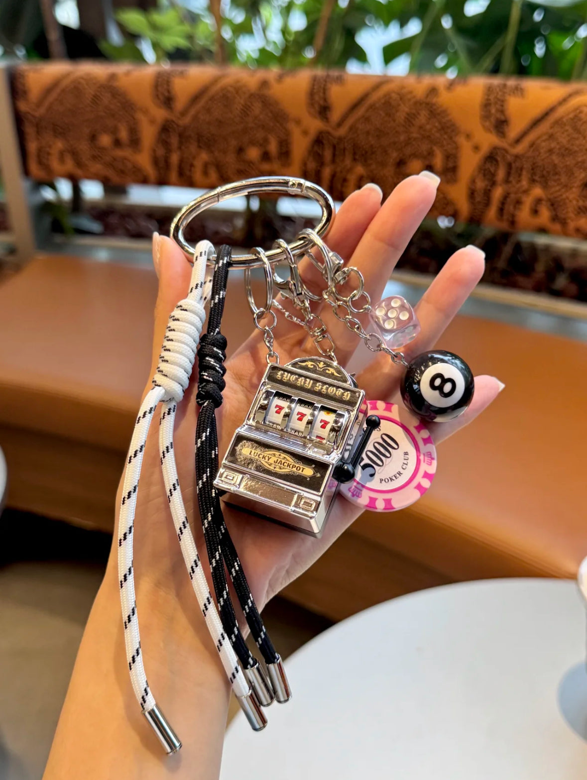 Slot Machine, Dice & Poker Chip Bag Charm