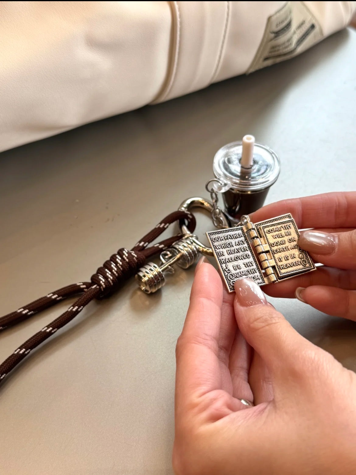 Iced Coffee & Dumbbell Bag Charm
