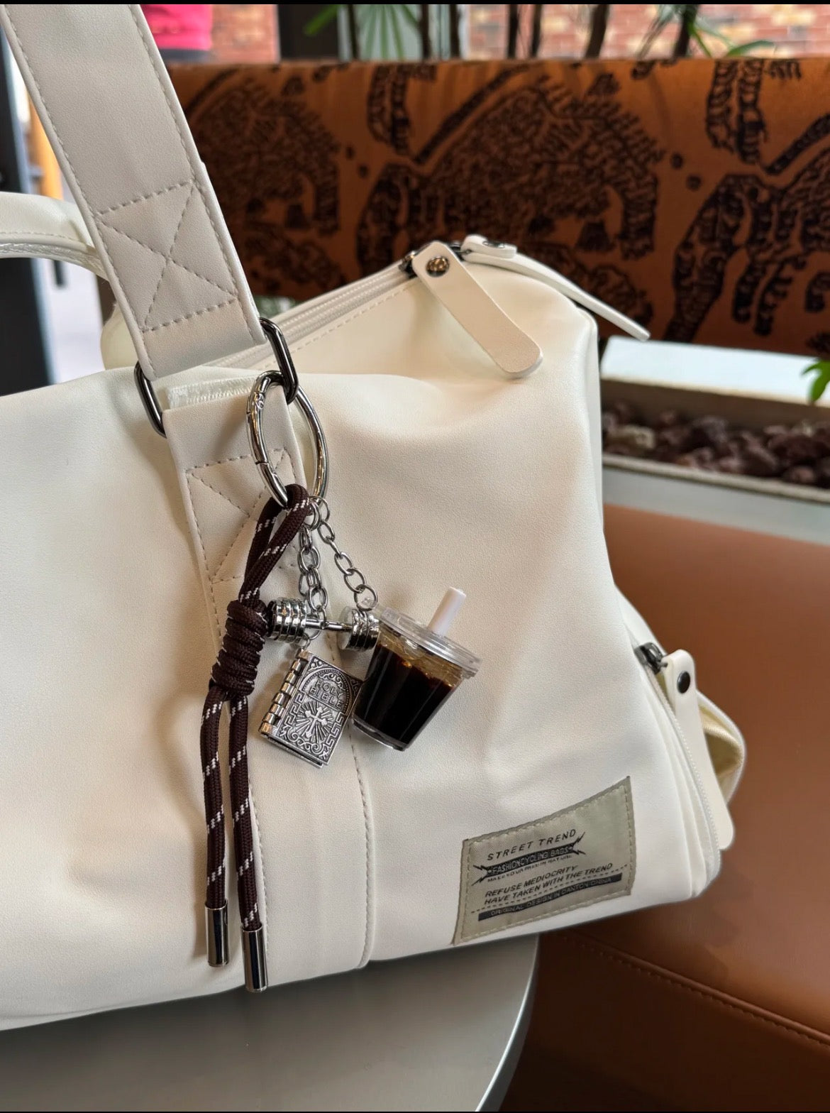 Iced Coffee & Dumbbell Bag Charm