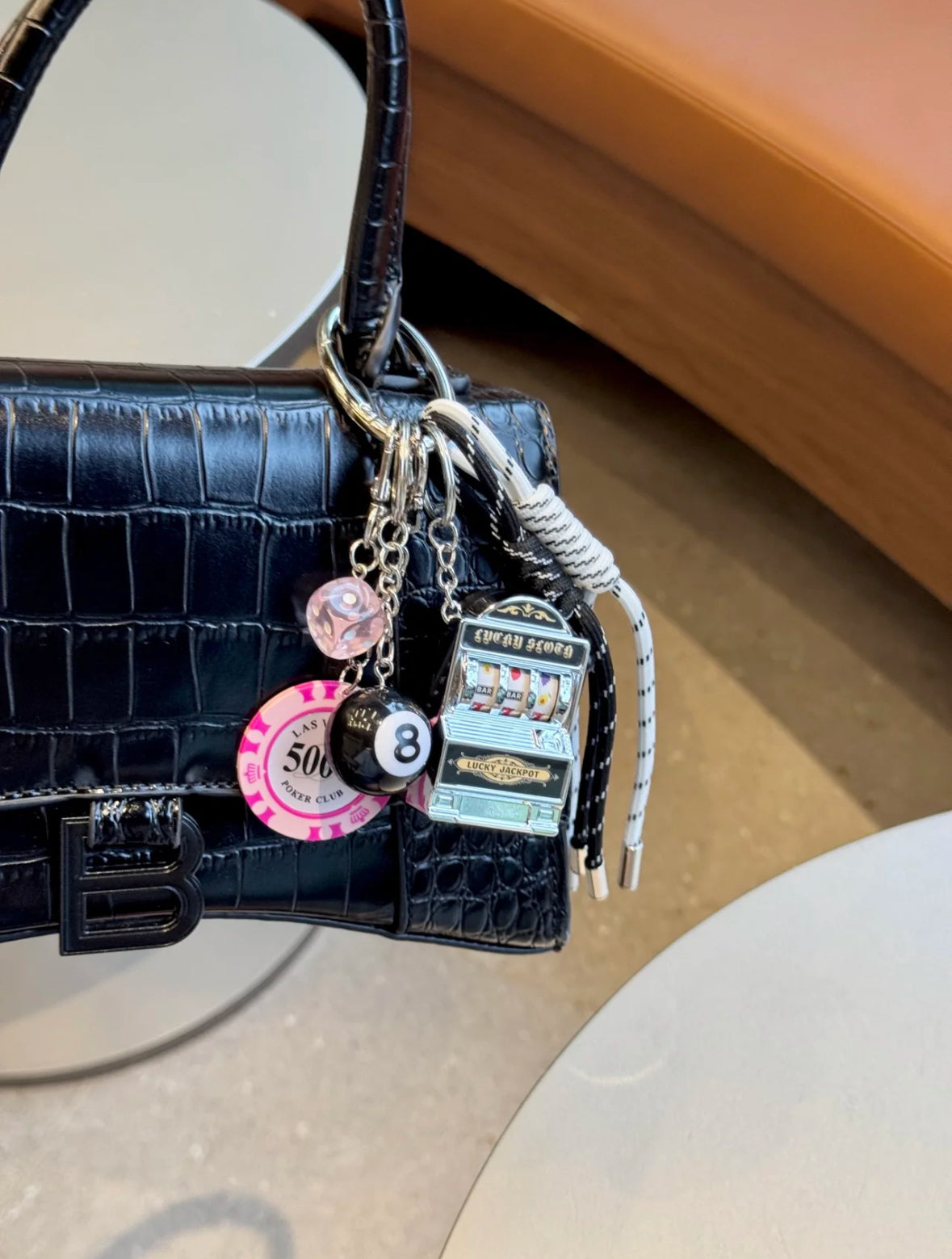 Slot Machine, Dice & Poker Chip Bag Charm