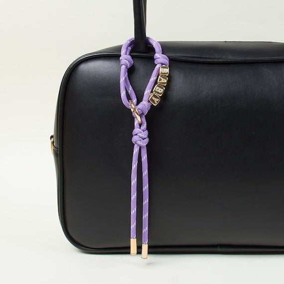 Custom Rope Charm with Gold Letter Beads – Sporty Bag Accessory