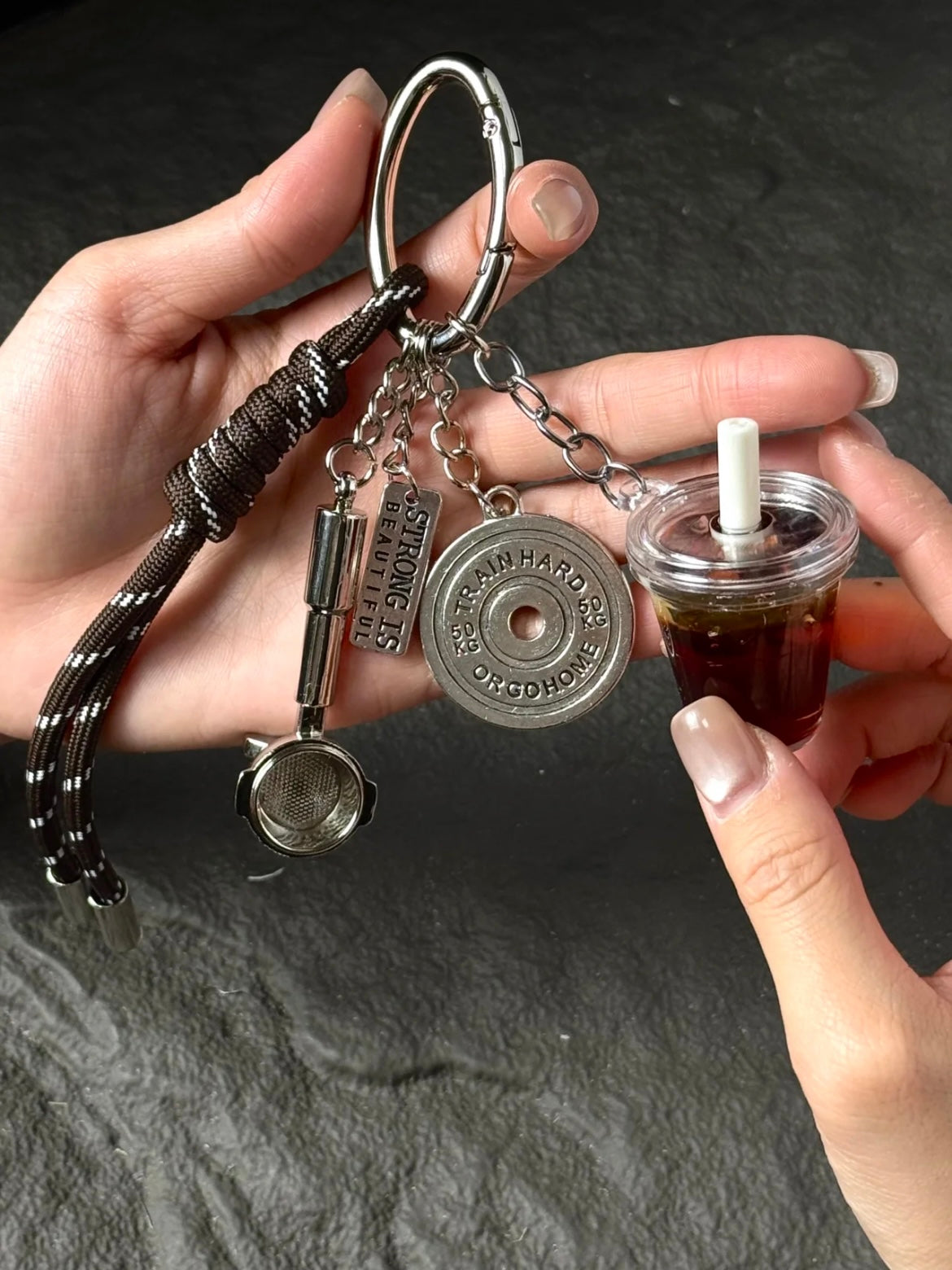 Iced Coffee & Weight Plate Bag Charm