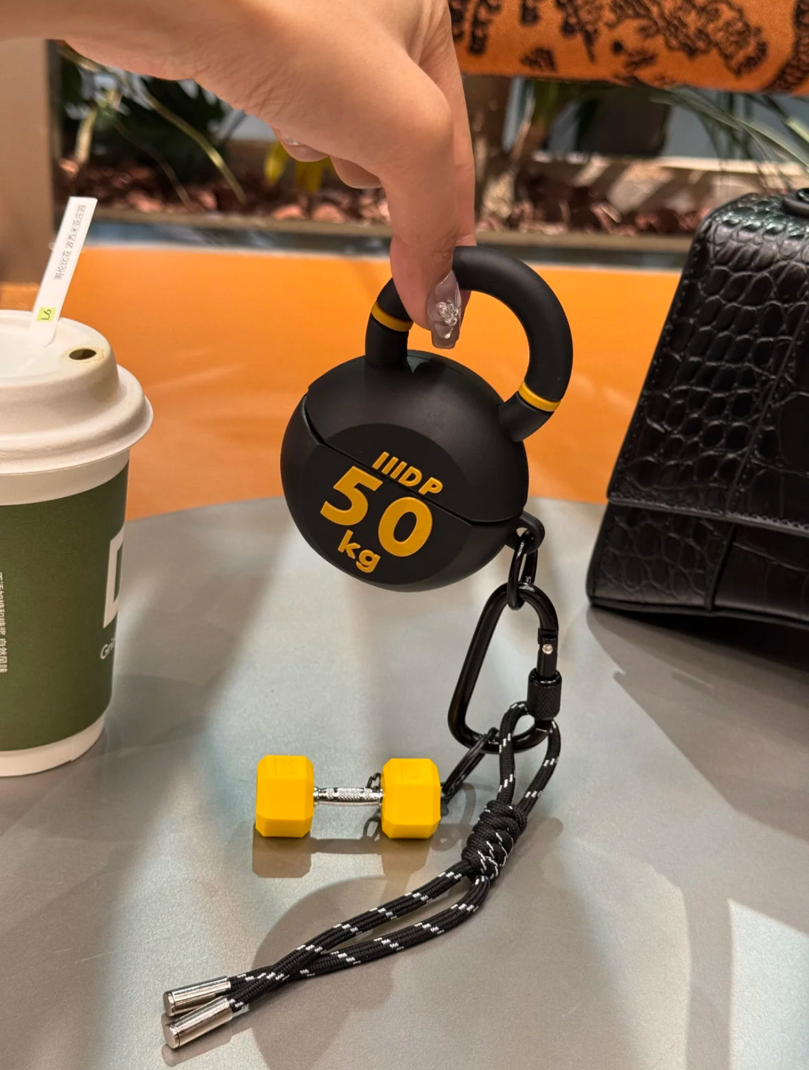 Kettlebell AirPods Case Charm – Fitness-Inspired Keychain with Dumbbell Accessory