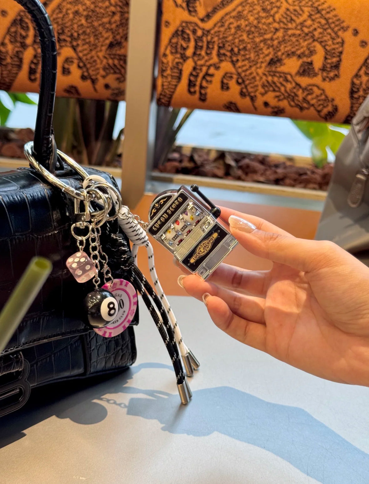 Slot Machine, Dice & Poker Chip Bag Charm