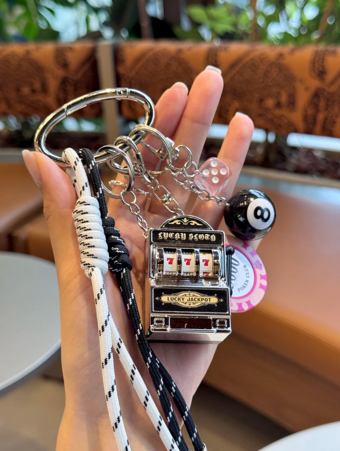 Slot Machine, Dice & Poker Chip Bag Charm