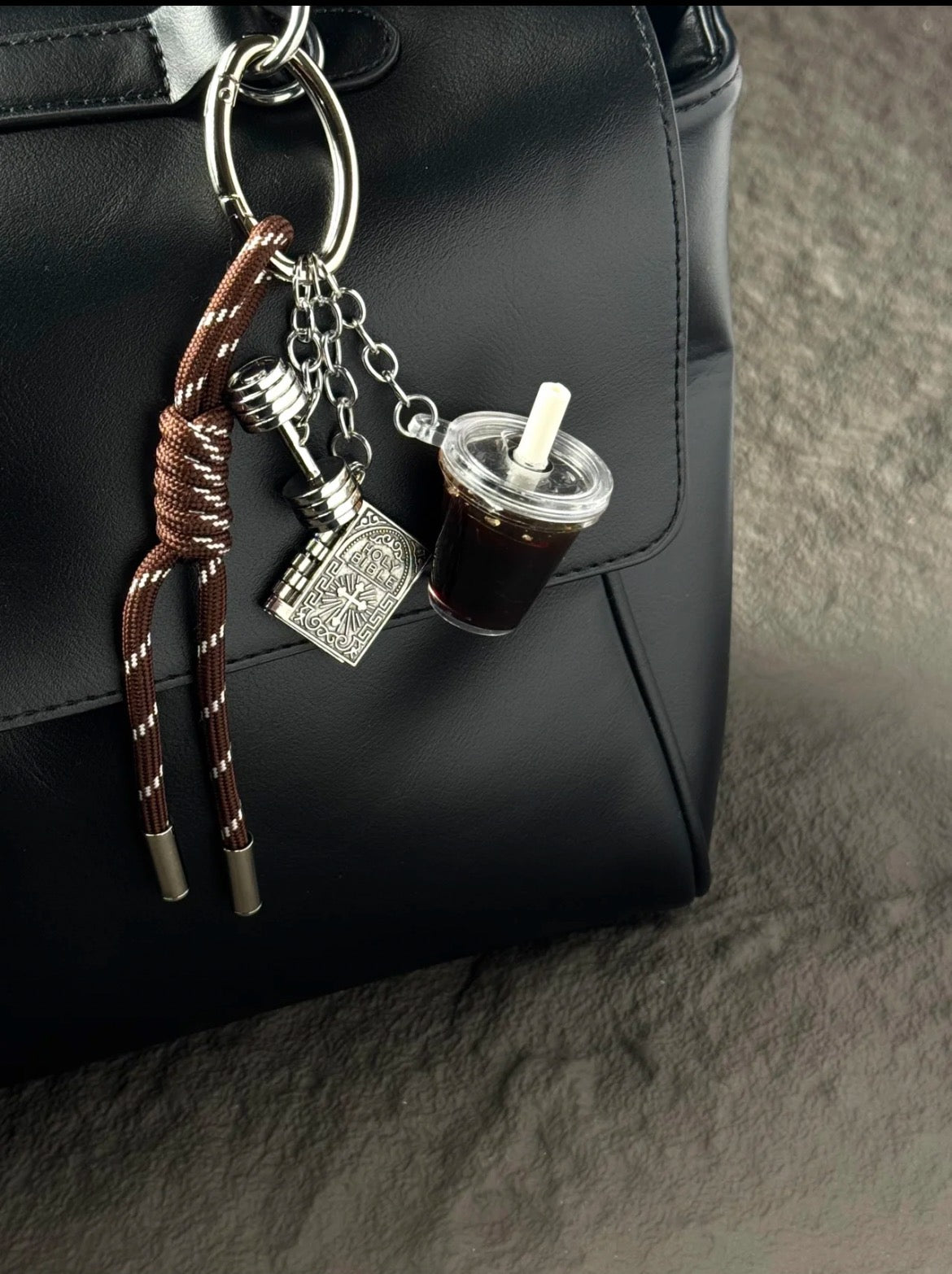 Iced Coffee & Dumbbell Bag Charm