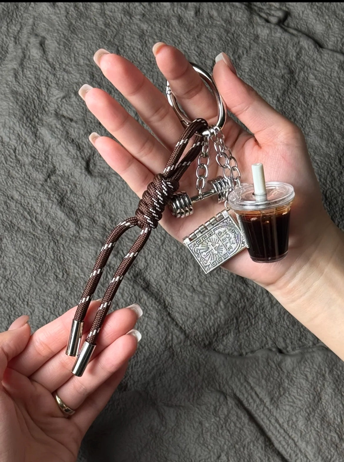 Iced Coffee & Dumbbell Bag Charm