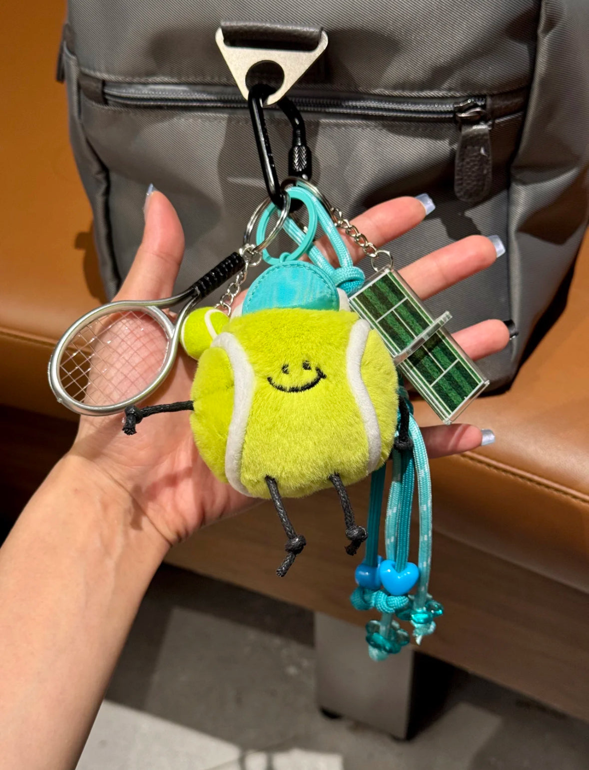 Tennis Lover Plush Keychain – Cute Sports Charm with Racket & Court Accents