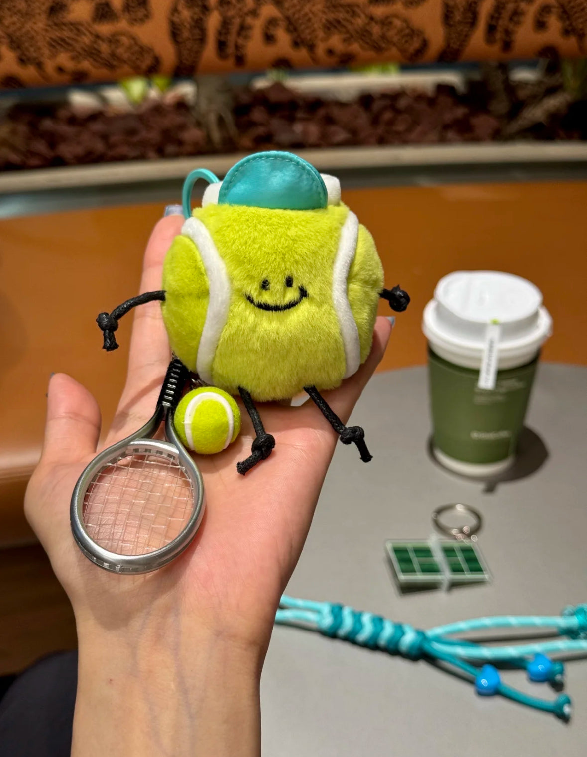 Tennis Lover Plush Keychain – Cute Sports Charm with Racket & Court Accents