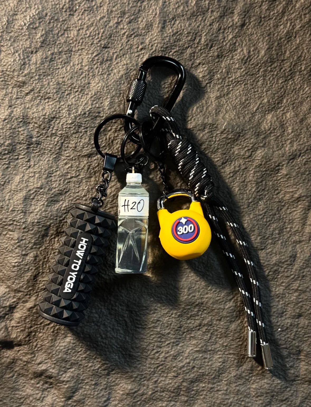 Pink Fitness-Inspired Bag Charm – “How To Yoga” Keychain Set