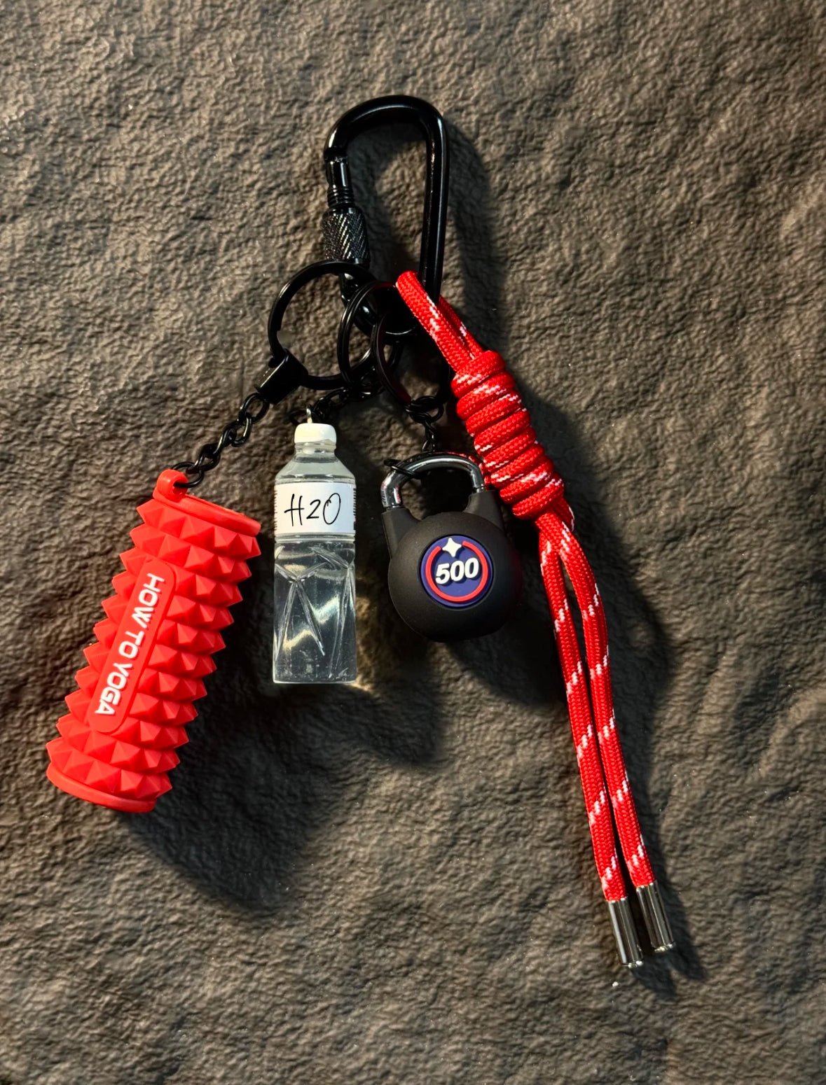 Pink Fitness-Inspired Bag Charm – “How To Yoga” Keychain Set