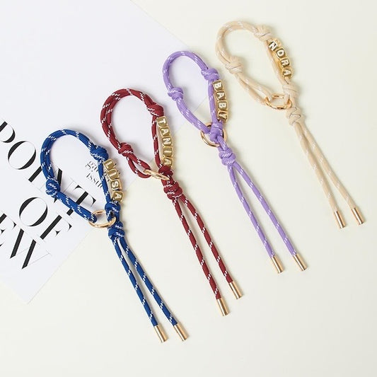 Custom Rope Charm with Gold Letter Beads – Sporty Bag Accessory