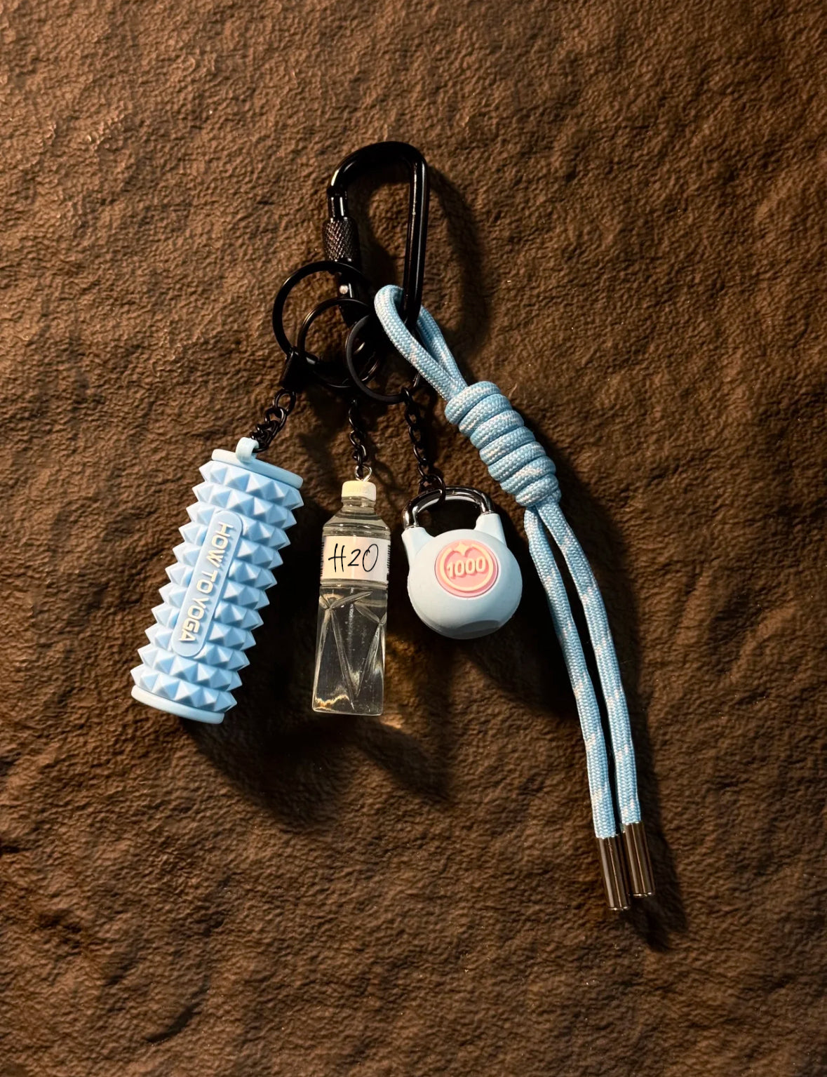 Pink Fitness-Inspired Bag Charm – “How To Yoga” Keychain Set