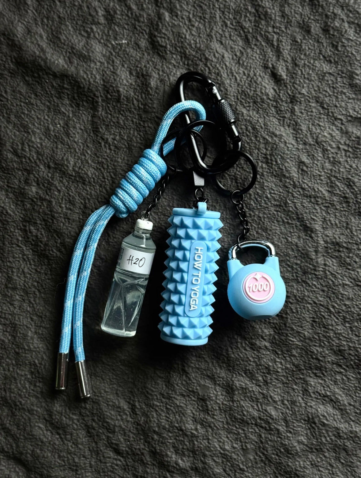 Pink Fitness-Inspired Bag Charm – “How To Yoga” Keychain Set