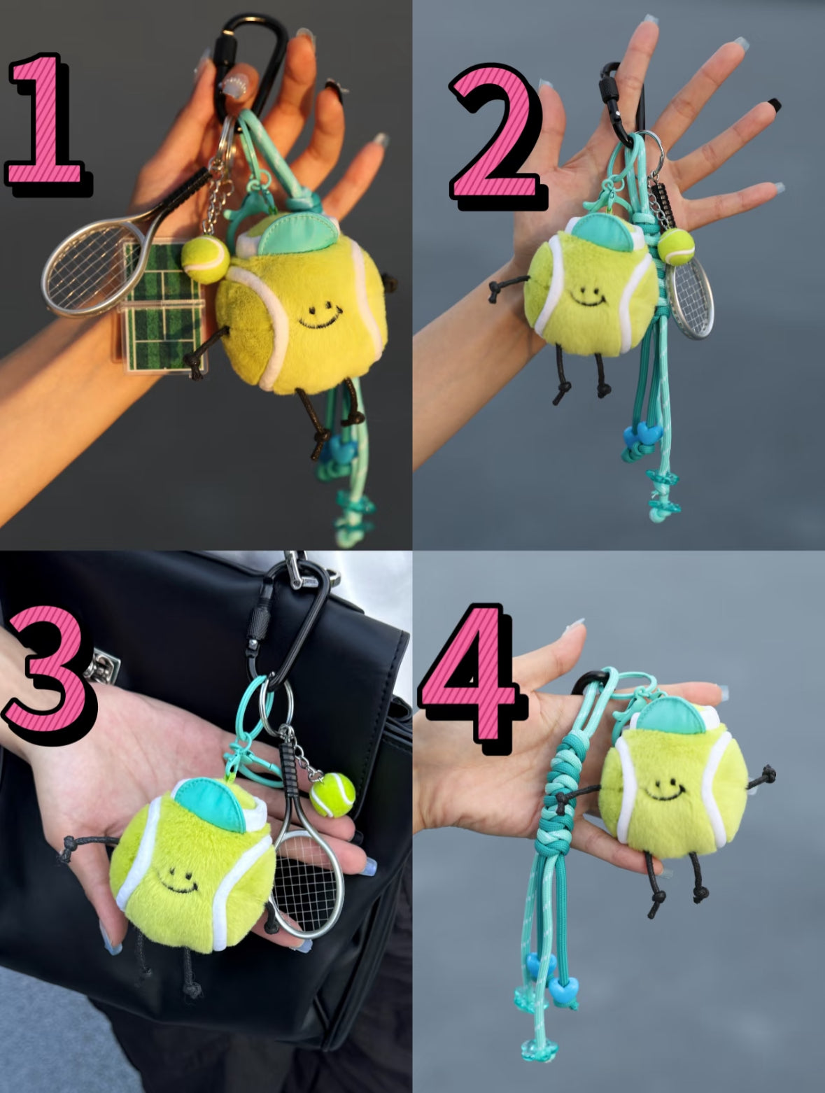 Tennis Lover Plush Keychain – Cute Sports Charm with Racket & Court Accents