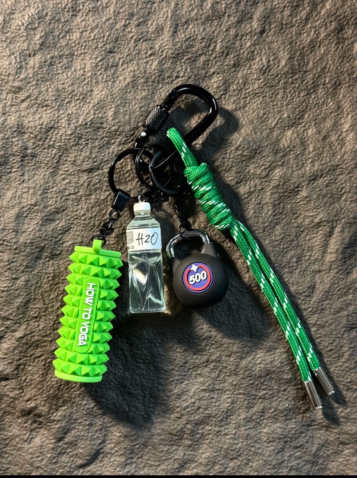 Pink Fitness-Inspired Bag Charm – “How To Yoga” Keychain Set