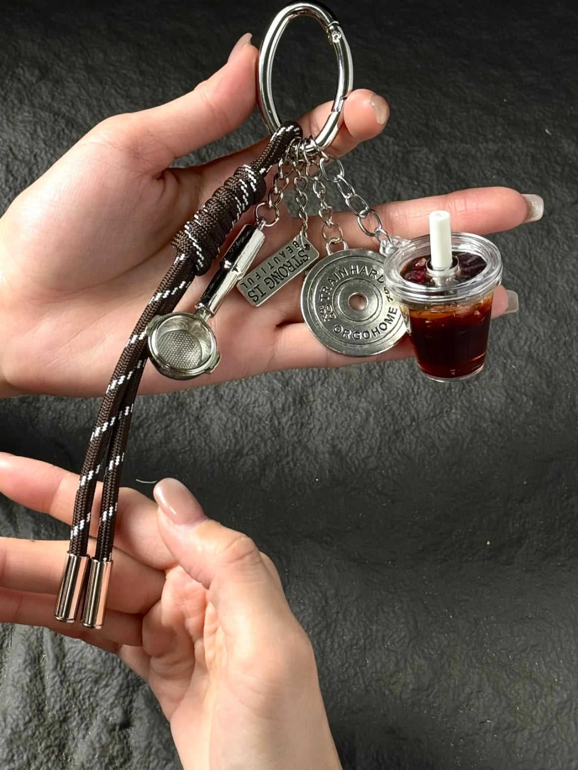 Iced Coffee & Weight Plate Bag Charm