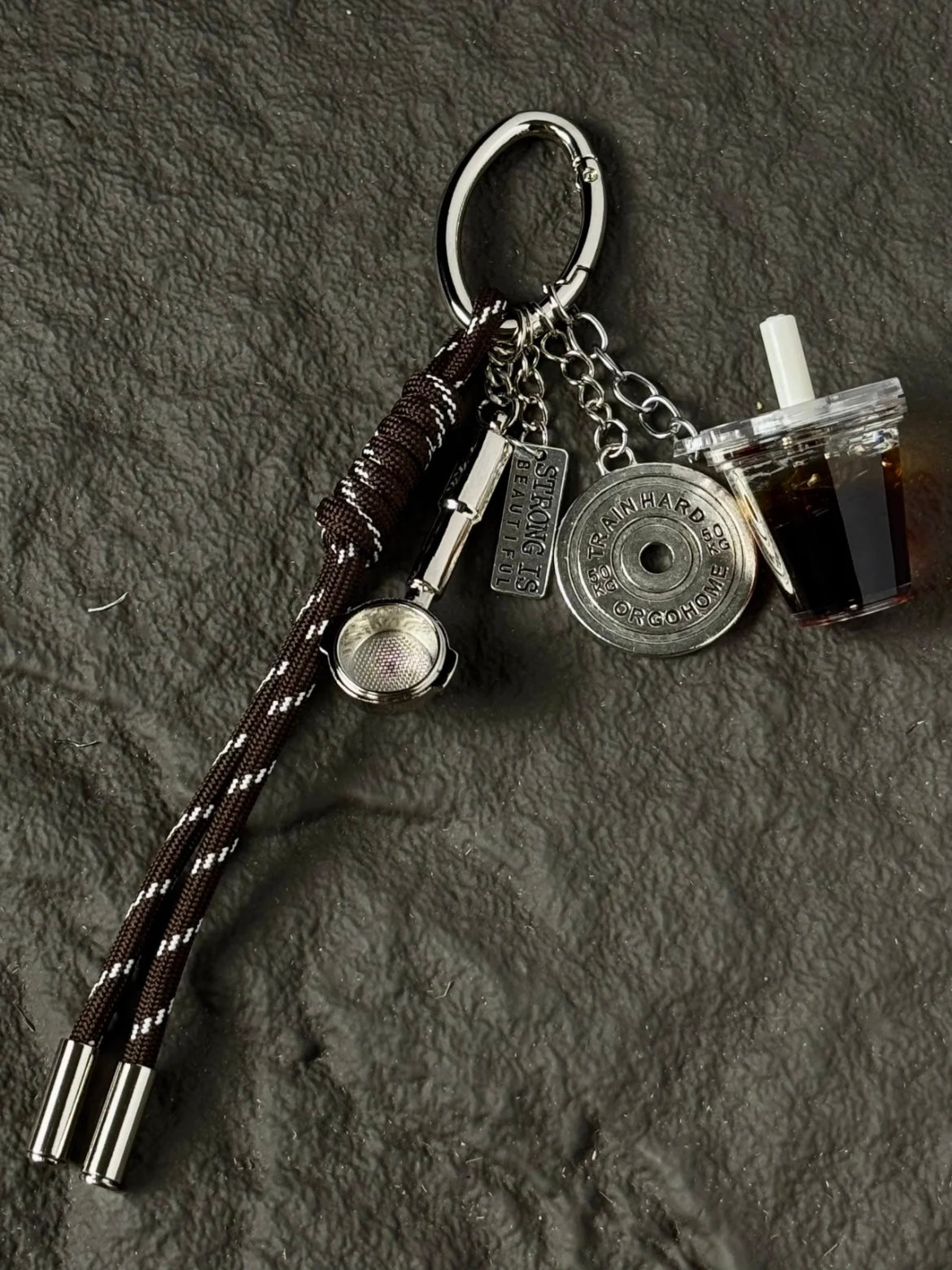 Iced Coffee & Weight Plate Bag Charm