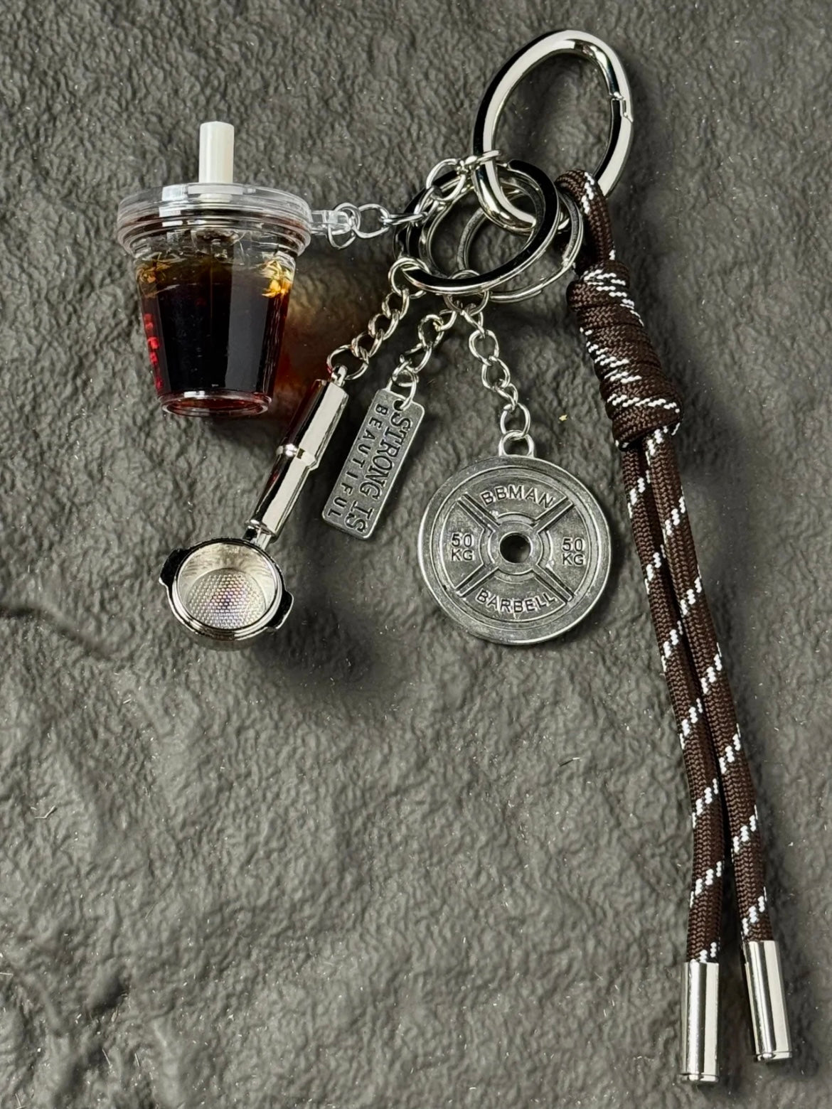 Iced Coffee & Weight Plate Bag Charm