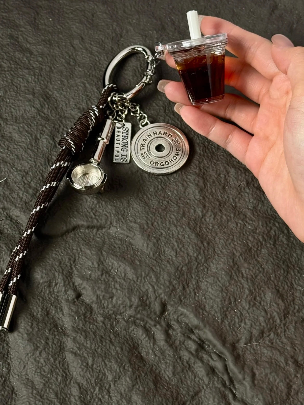 Iced Coffee & Weight Plate Bag Charm