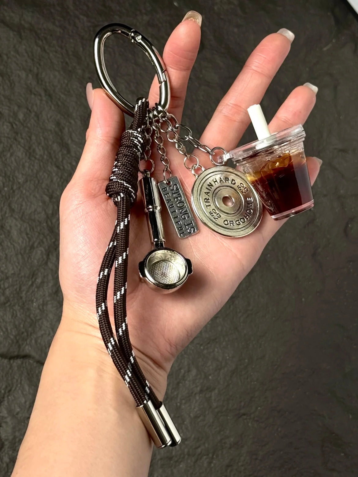 Iced Coffee & Weight Plate Bag Charm