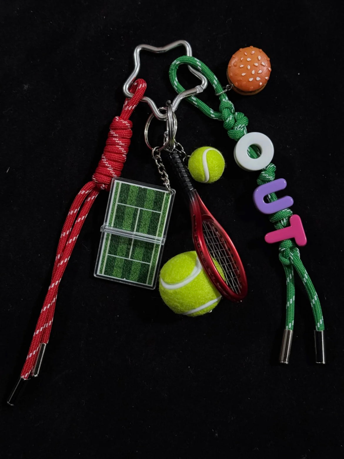 Tennis Court Bag Charm with Racket